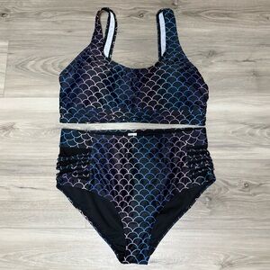 Mermaid Scale Bikini Set - Black and Blue